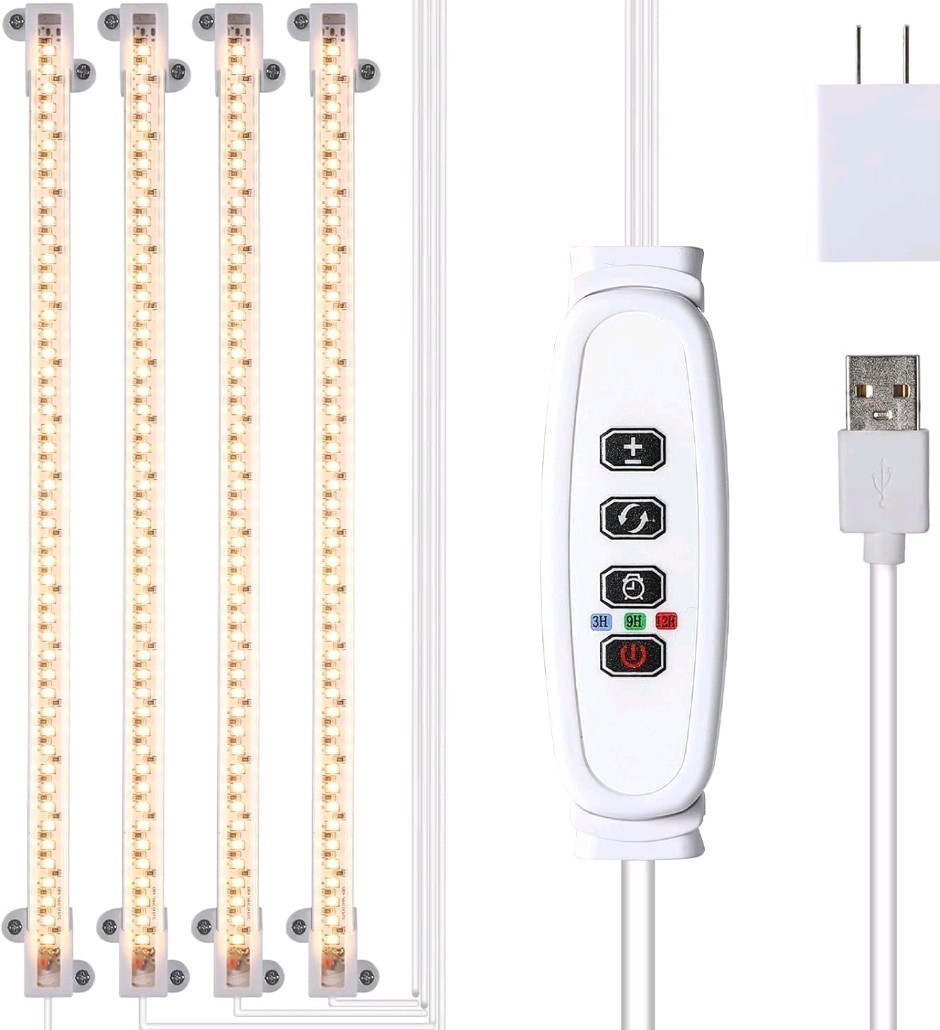 Full Spectrum LED Grow Light Strips with Timer & Dimmable Levels for Plants