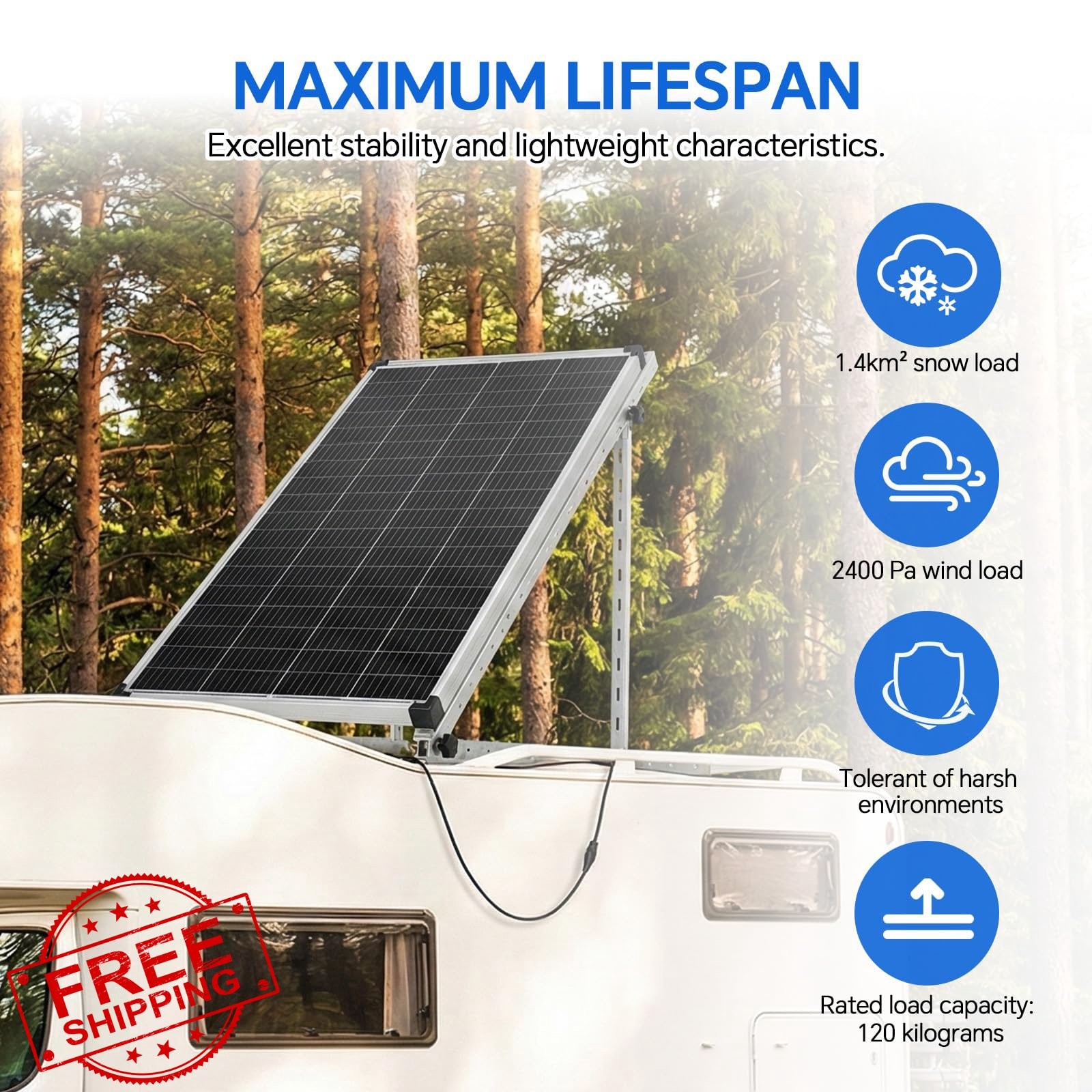 AeternaSol Solar Panel Mount Brackets Adjustable Tilt Windproof