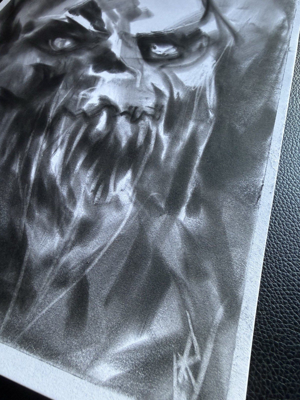 Dark Surreal Skull Original Soft Pastel Drawing Gothic Horror Art 9”x12”
