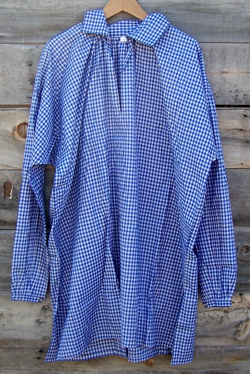 Civil War Cotton Blue Checkered Shirt with Pewter Buttons  Large
