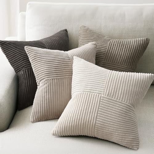 Decorative Neutral Gray Throw Pillow Covers 18" x 18" (Pack of 4) Neutral Grey