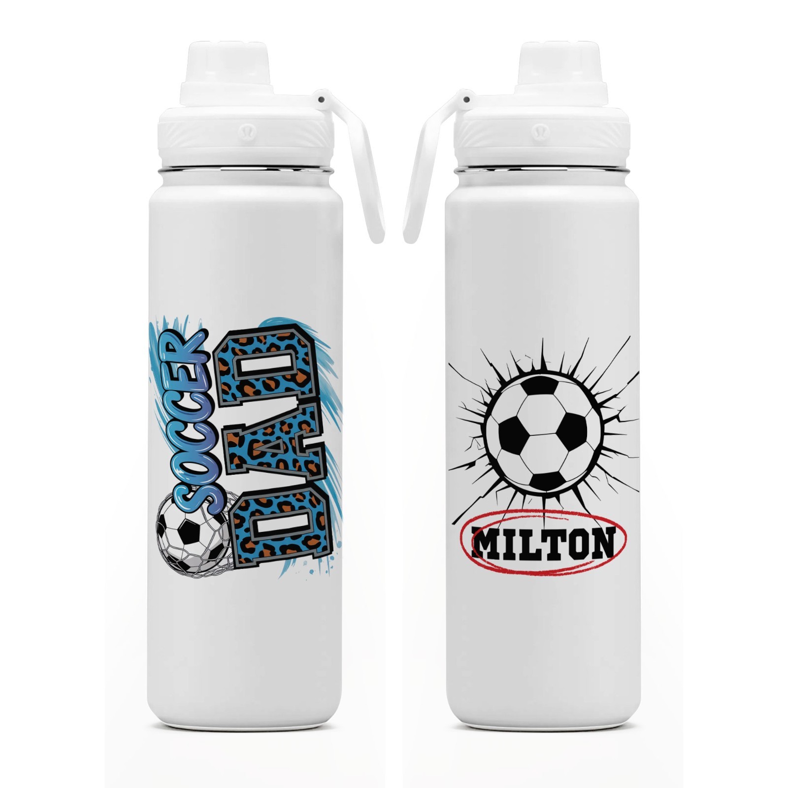 Custom Name Soccer Dad Water Bottle, Football Dad Gift Reusable Sports Bottle