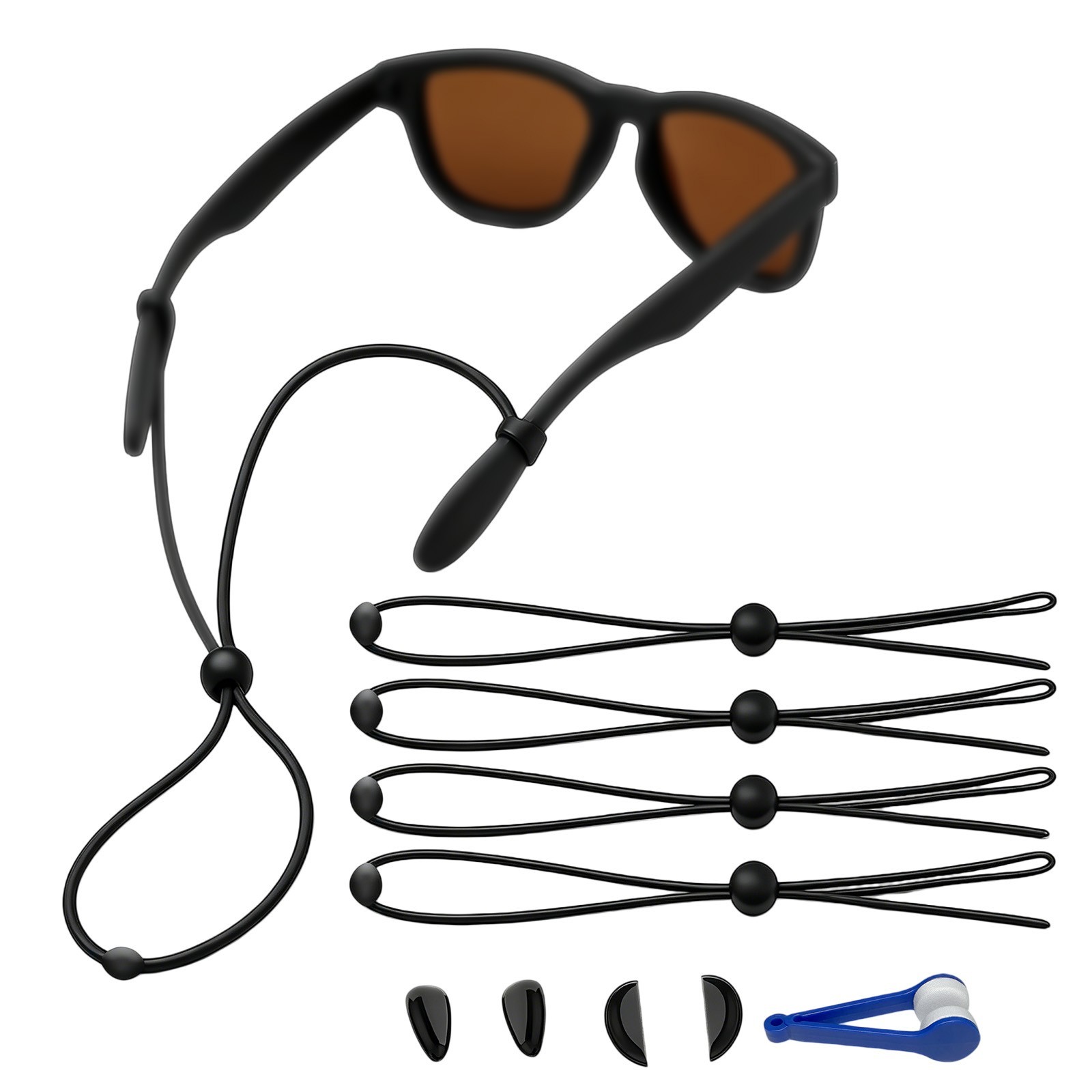 Black Silicone Lanyard Set 4pcs Fits For Meta For RayBan Smart Glasses Securely