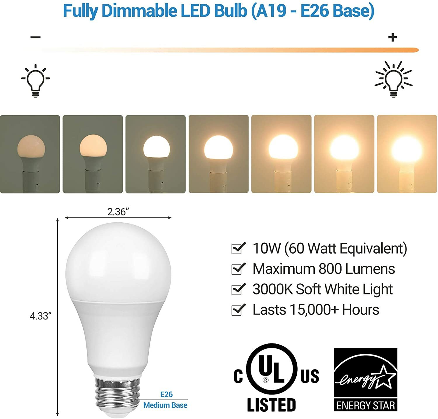 DEWENWILS Table Lamp Dimmer Switch With Warm Dimmable LED Light Bulb 6.6 ft Cord