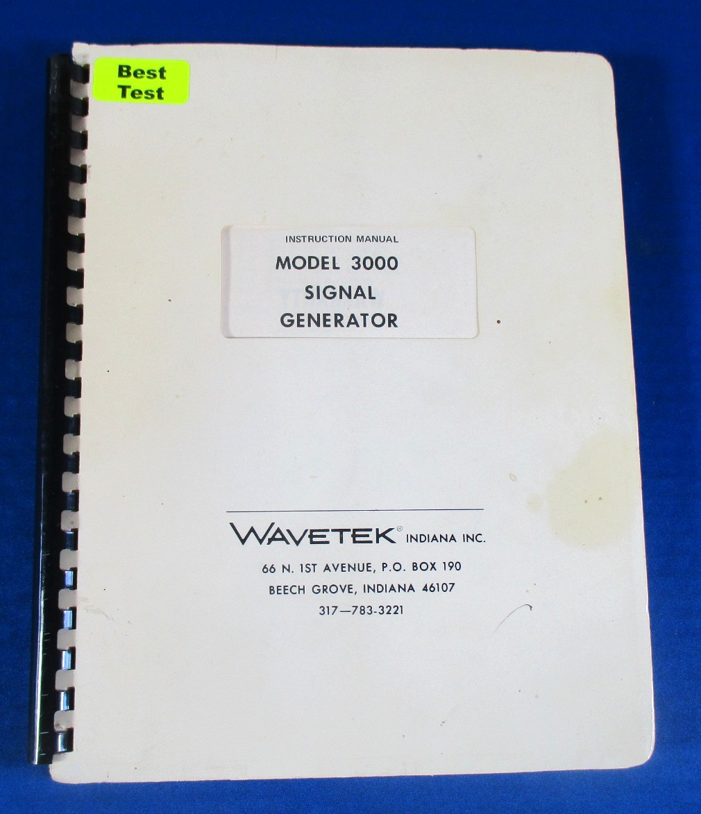 Wavetek Signal Generator Model 3000 Instruction Manual Original