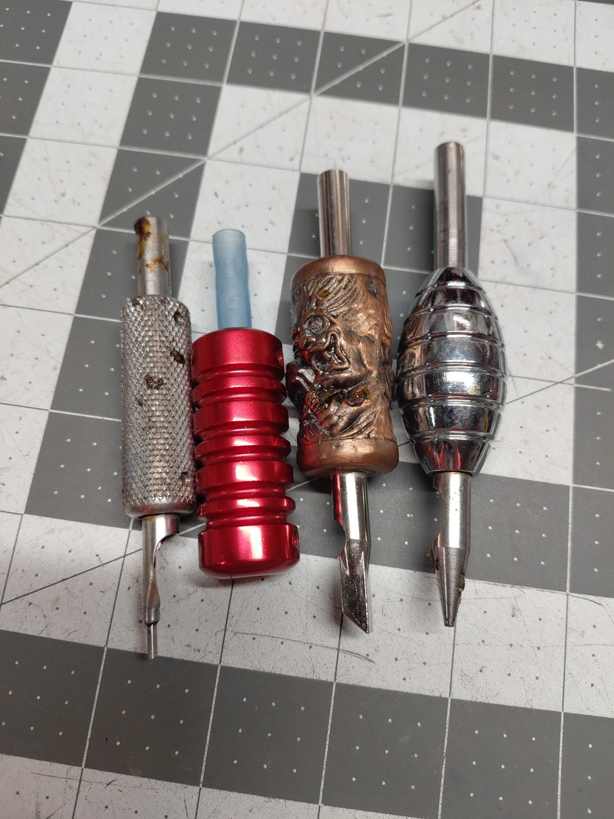 Lot Of 4 Stainless Tattoo Tubes And Grips