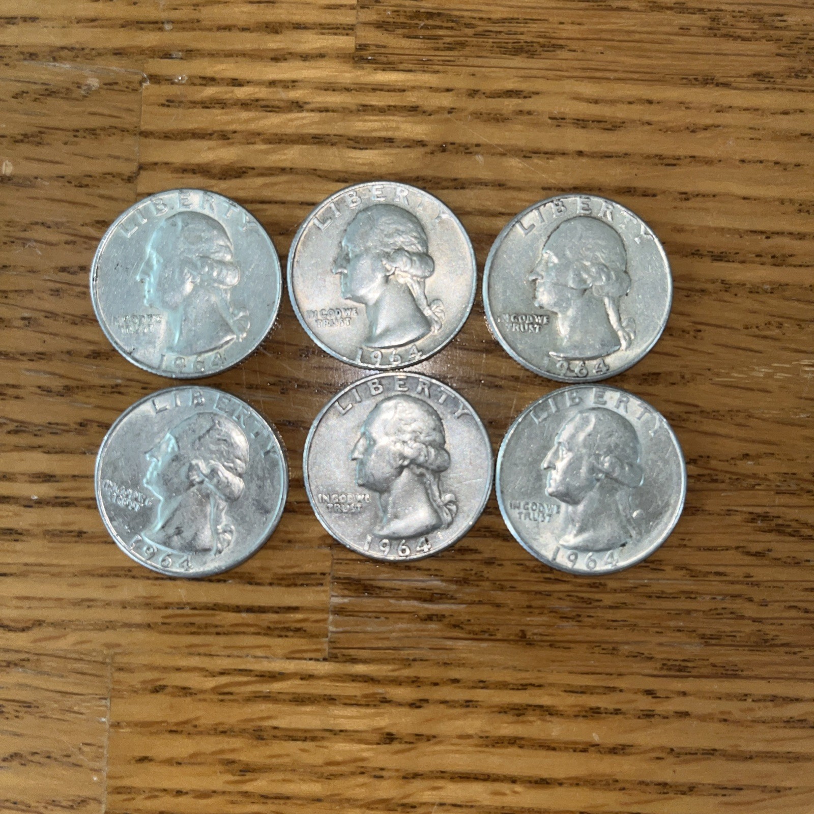 1964 Washington Silver Quarters Lot of 6