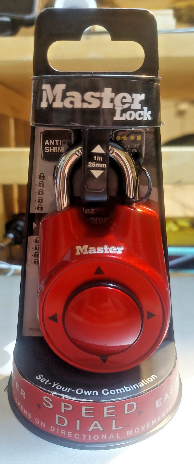 Master Lock 1500iD Speed Dial Combination Padlock Red Anti-Shim New Sealed