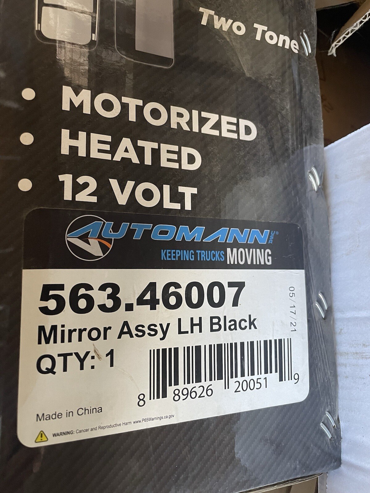 Automann Mirror Assy LH Black Freightliner  563.46007