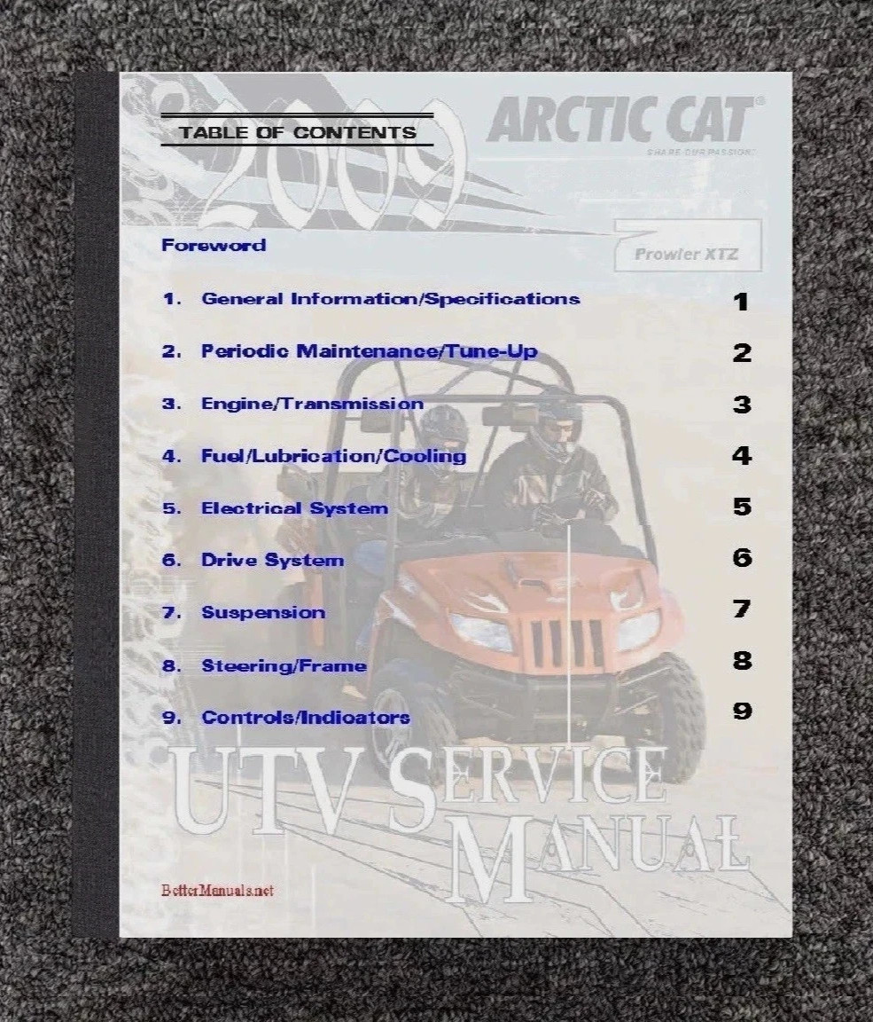 4x4 1000 SXS 2009 XTZ UTV Service Manual Fits 2009 Arctic Cat Prowler PN 2258392