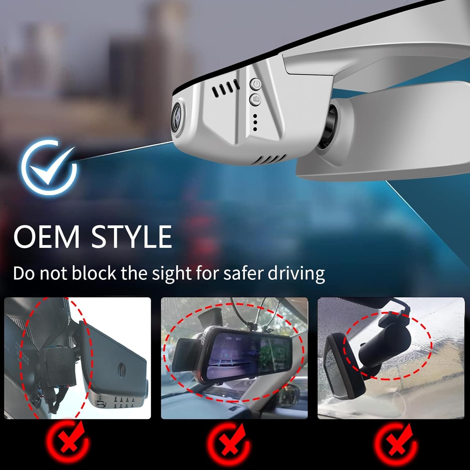 Front 4K/Rear 1080p Dash Cam for VW Passat B8 2015-2024 App WiFi Loop Recording