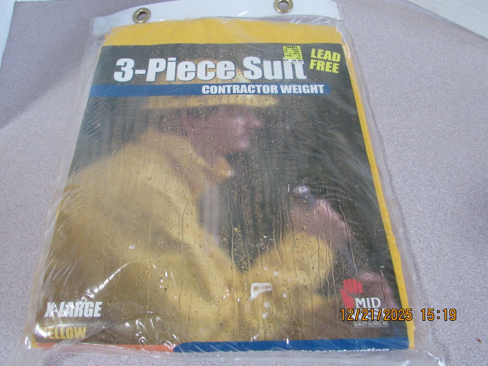 Midwest Contractor Weight 3 Piece Suit Rain Jacket Bib Pants Style 3000 size XL