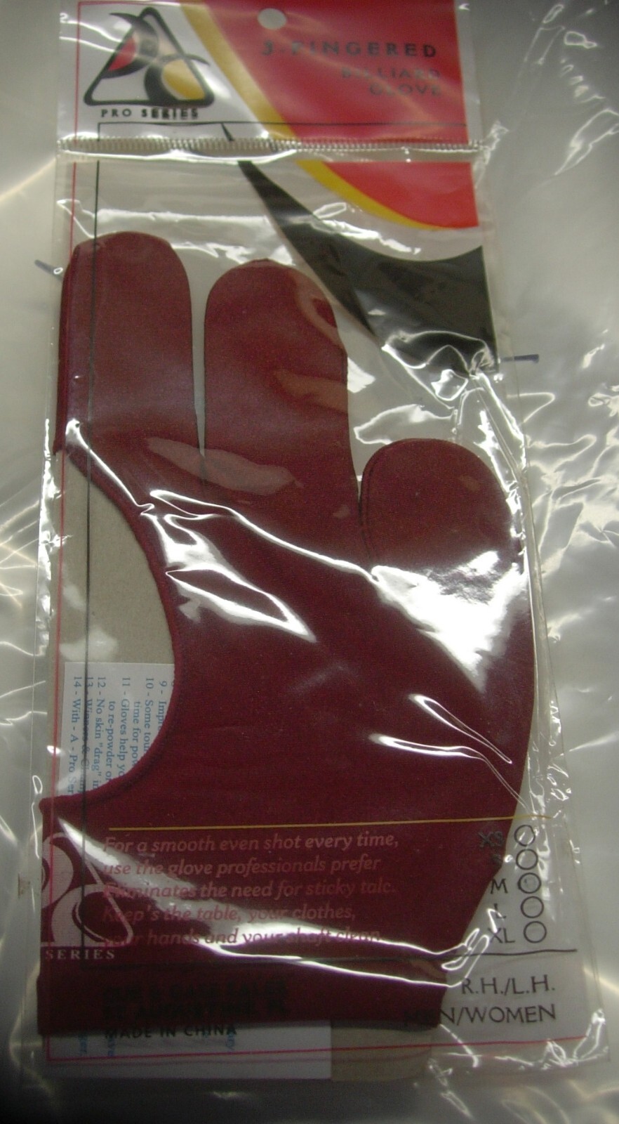 gaD BURGUNDY Pro Series Pool/Billiard Cue Glove - Size M - MEDIUM