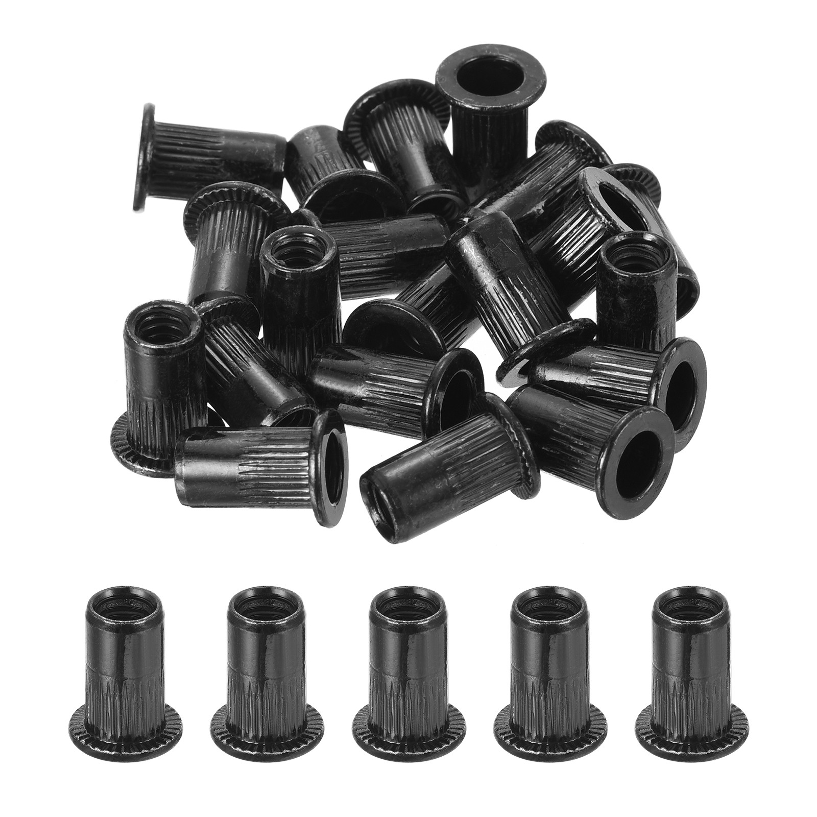 50Pcs Rivet Nuts Flat Head, #10-24 Carbon Steel Thread