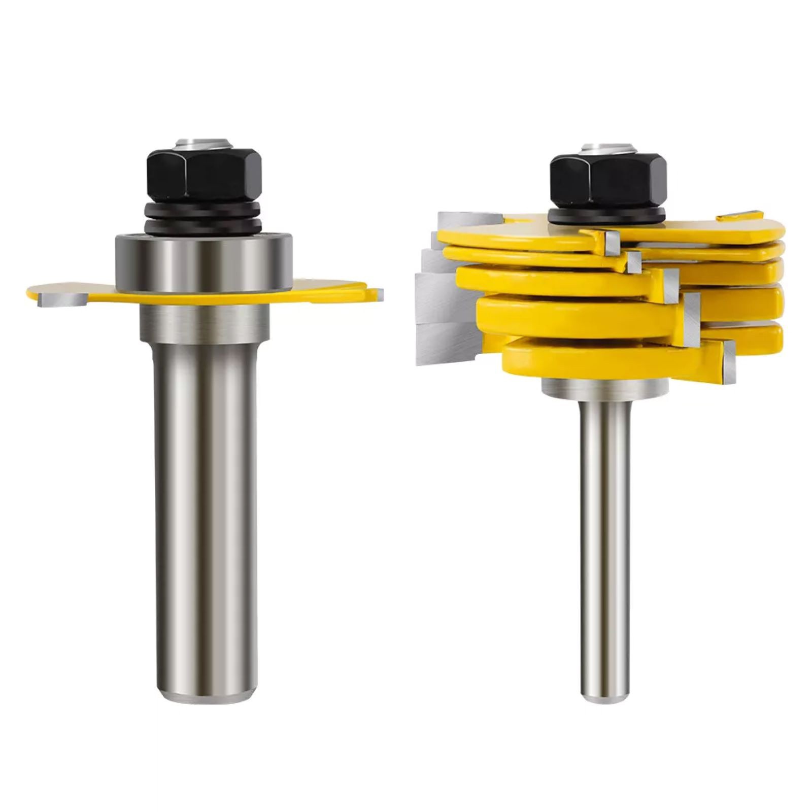2* Tongue & Groove Router Bit 1/4" 1/2" Shank 3 Teeth Adjustable T Shape Bits