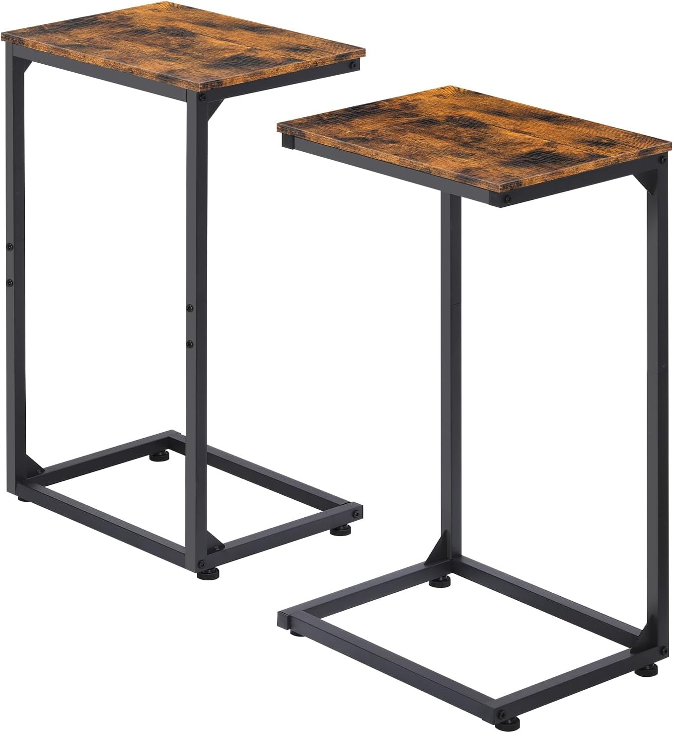 Set of 2 Farmhouse C-Shaped Tables End Table Slide Under Sofa Side Table Bedroom