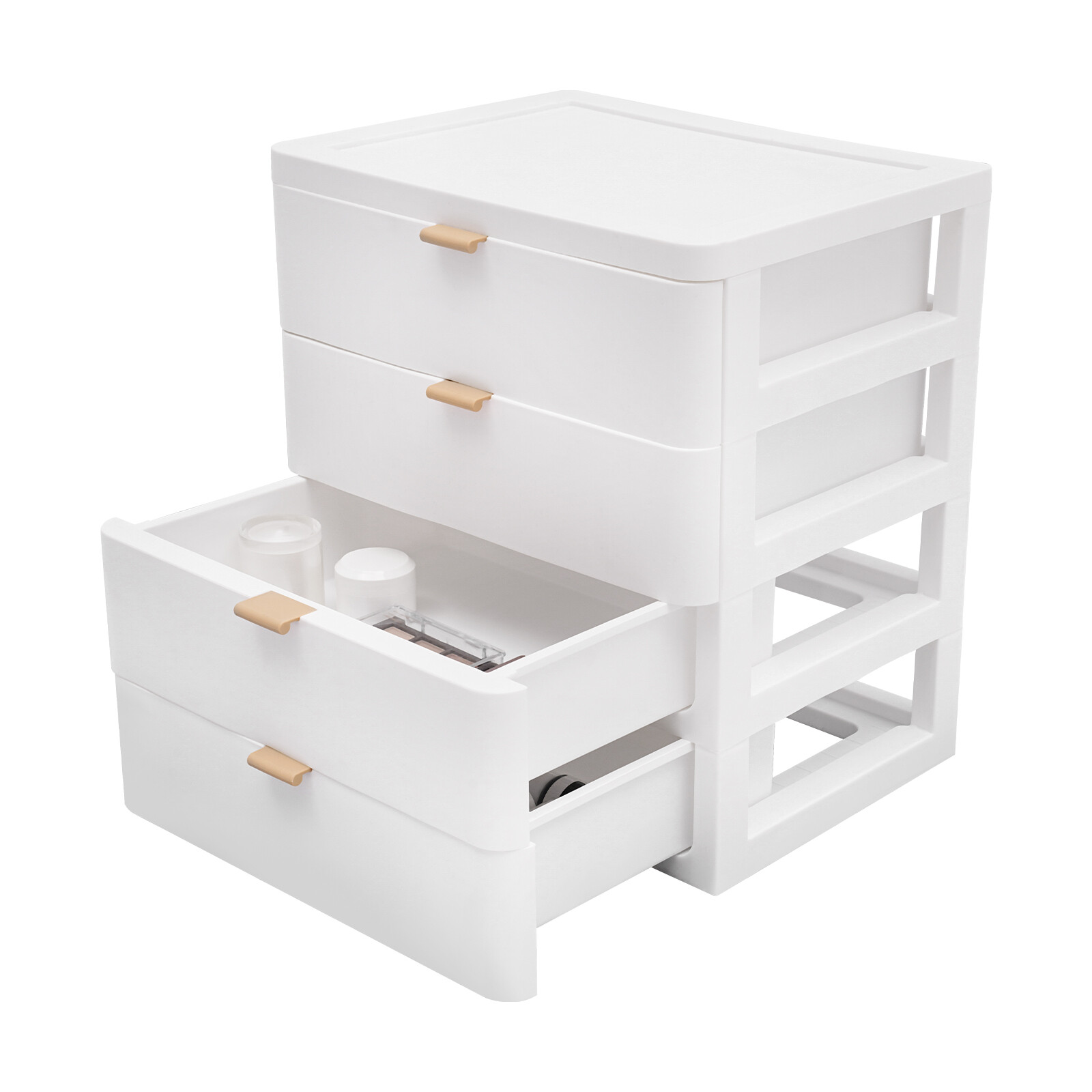 Stylish White Desk Organizer with 4 Drawers for Space-Saving Storage