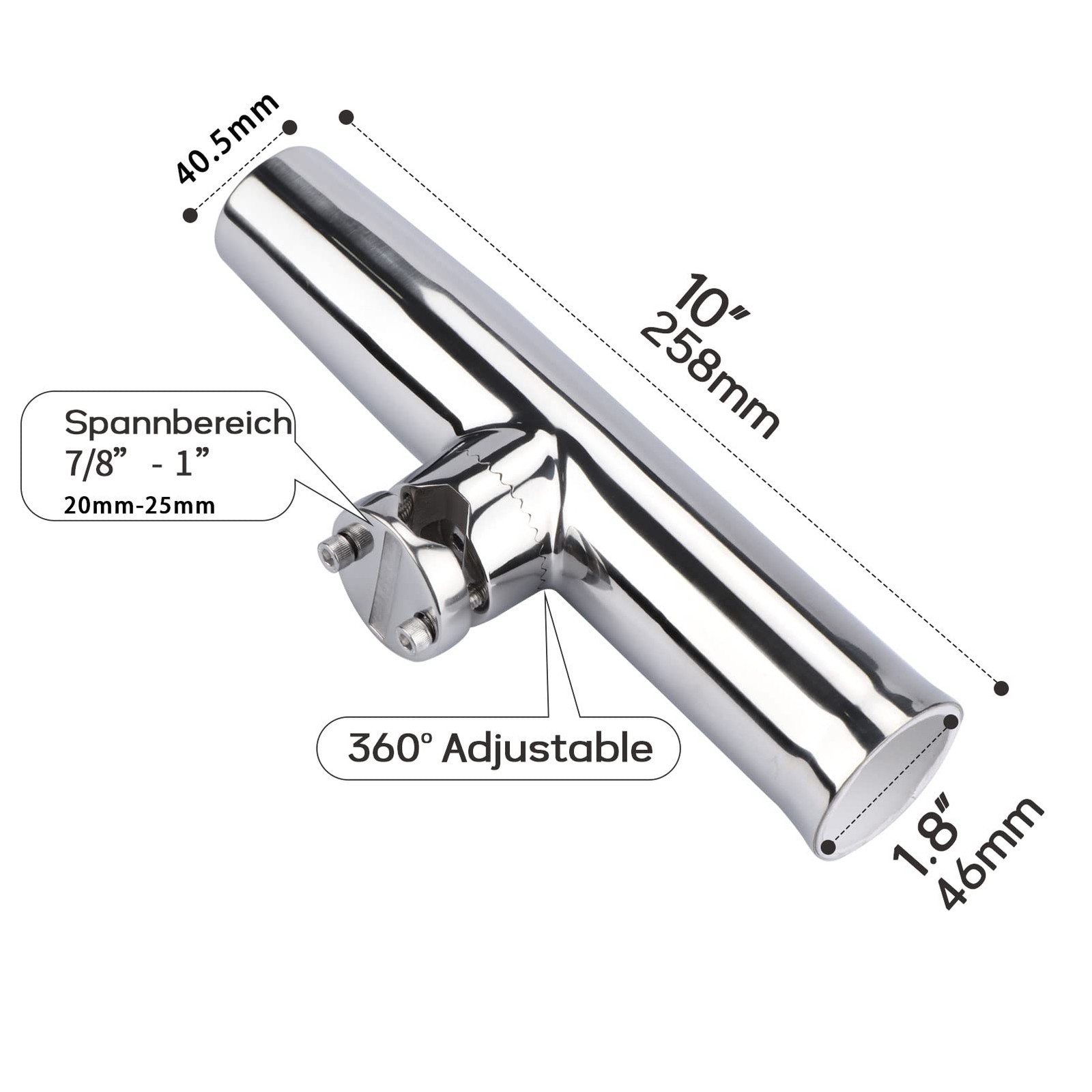2PCS Tournament Style Boat Fishing Rod Holders, 316 Stainless Steel Silver