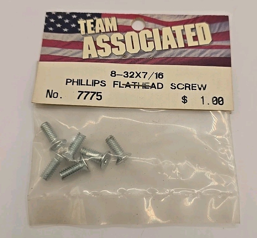 Team Associated 8-32x7/16 Phillips Flathead Screw RC10L 7775