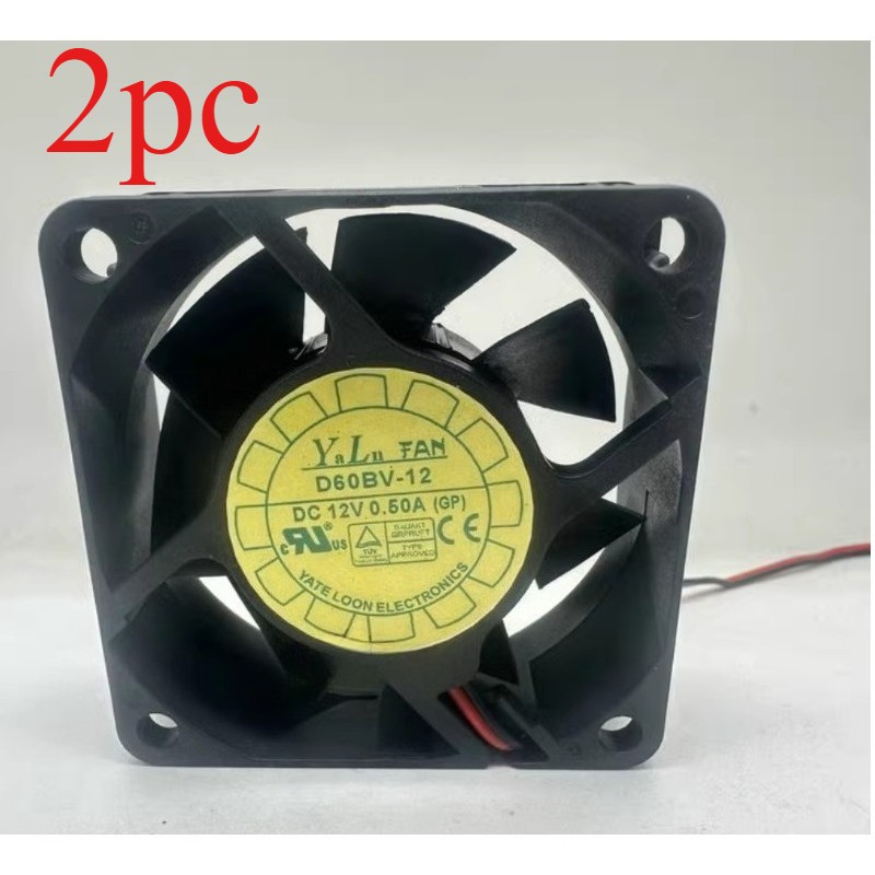 2PCS YL FAN D60BV-12 Cooling Fan 6025 12V 0.50A 6CM 2Pin amk