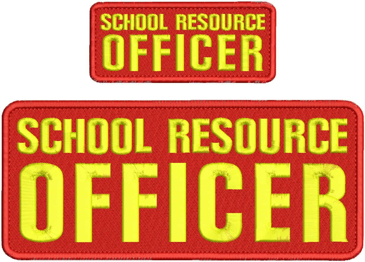 Collectible 2 Embroidery Patch ''School R O '' 4x10 and 2x5 Yellow On Red