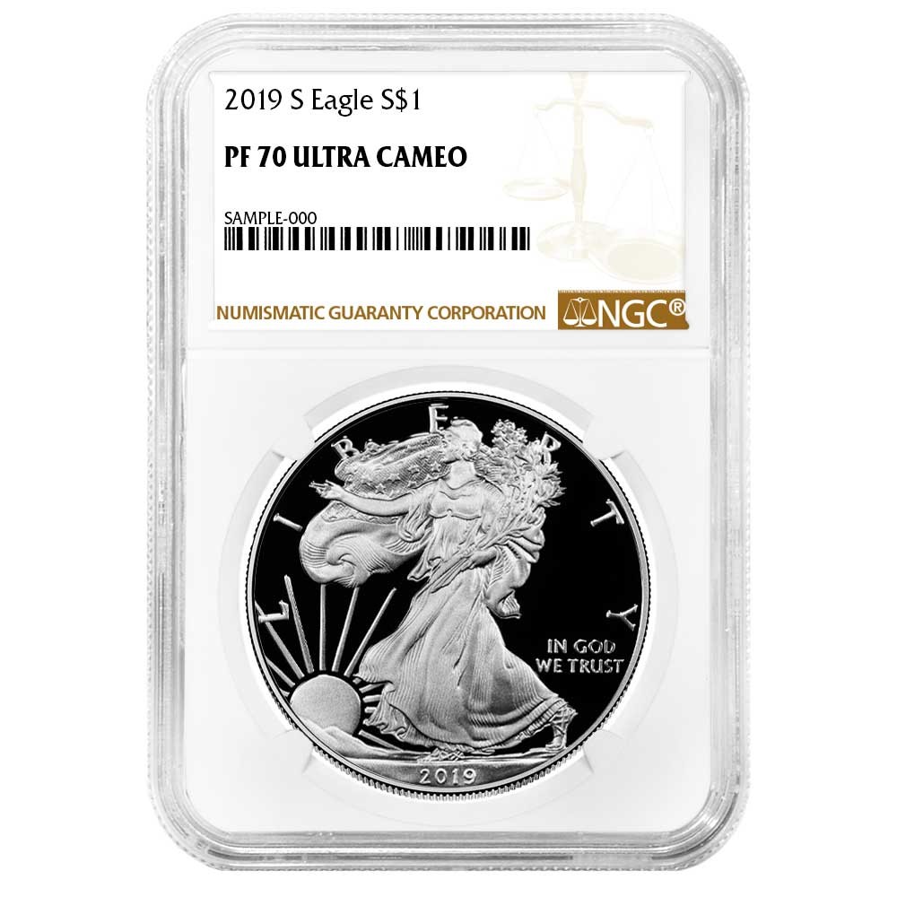 2019-S Proof $1 American Silver Eagle NGC PF70UC Brown Label