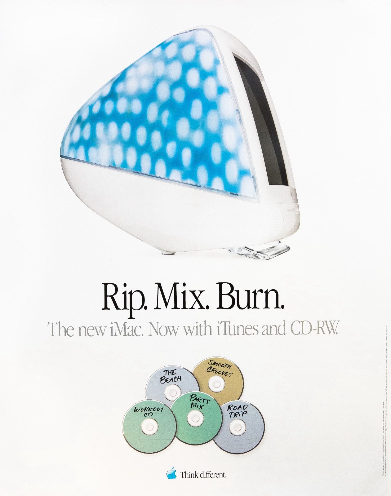RARE Vintage Apple iMac DALMATION Poster 24x36 Rip Mix Burn Steve Jobs Vintage