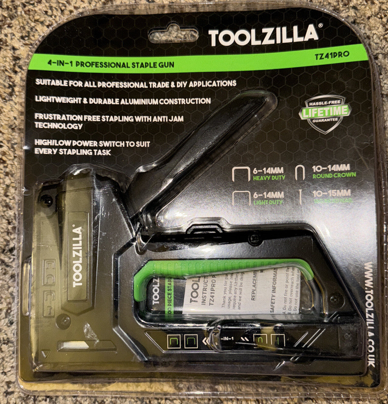 TOOLZILLA 4-in-1 Professional Heavy Duty Staple Gun & 1,000 Staple Selection Pac
