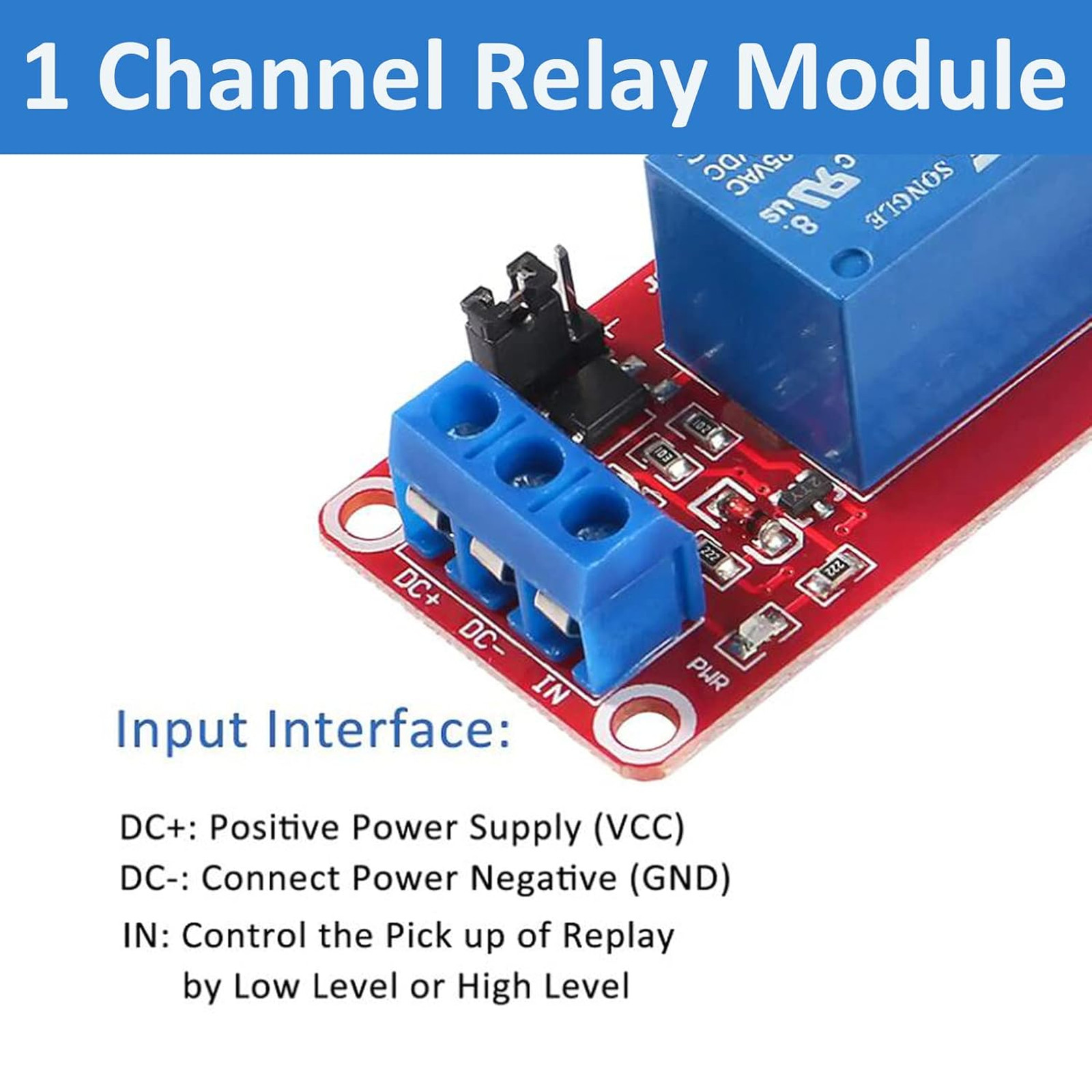 12V Relay Module 1 Channel, Optocoupler Isolation, Support High Low Level, AC/DC