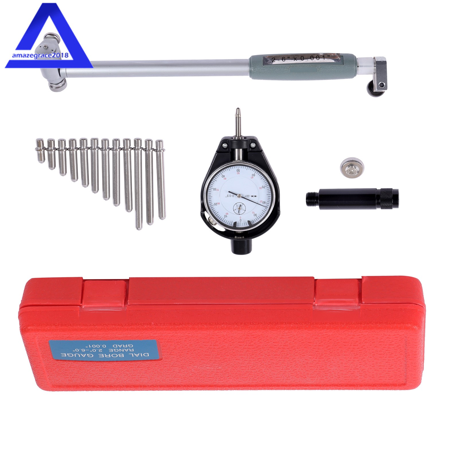 2"-6" Dial Bore Gauge Hole Indicator Measuring Engine Gage Cylinder Tool 0.001"