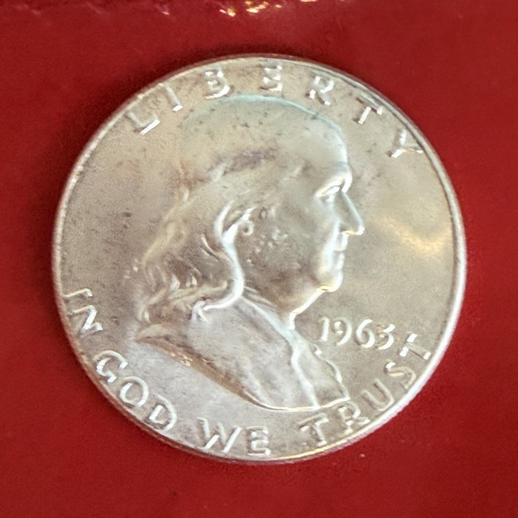 1963 Franklin Half Dollar 50C Philadelphia Business Strike 90% Silver Coin