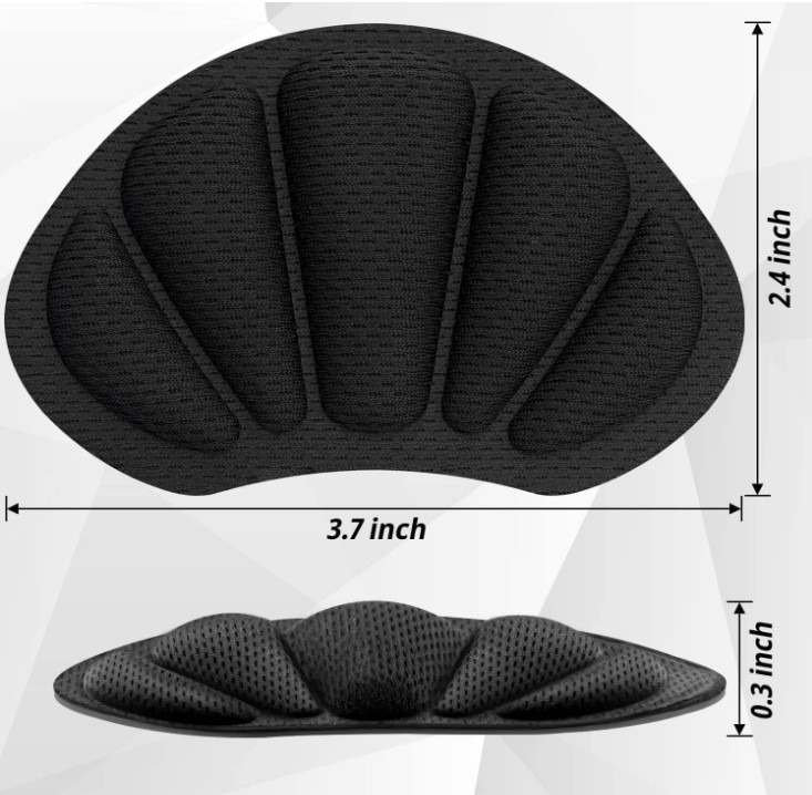 Shoe Heel Inserts, 8 Pcs Mesh Self-Adhesive Heel Cushion Pads for Back, Black