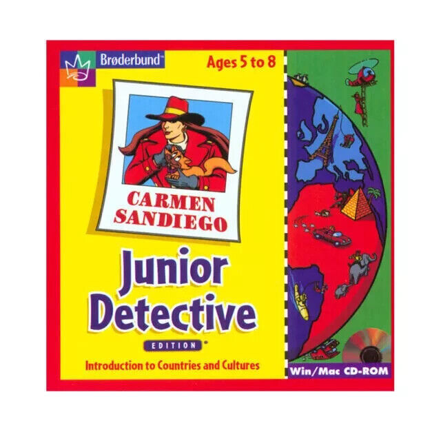 Carmen Sandiego JUNIOR DETECTIVE Kids Educational Classic Windows PC Game NEW CD