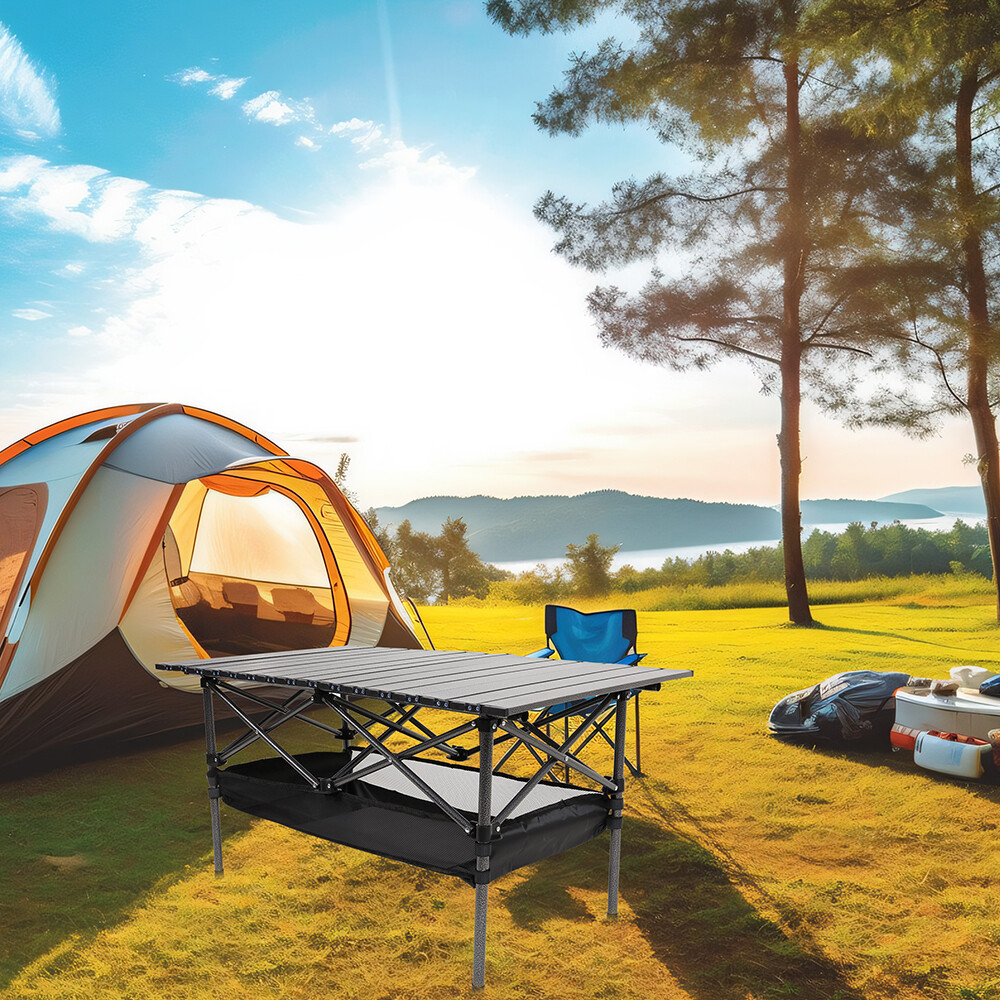 Portable Folding Aluminum Camping Table Roll Up Outdoor Picnic Table Storage Bag