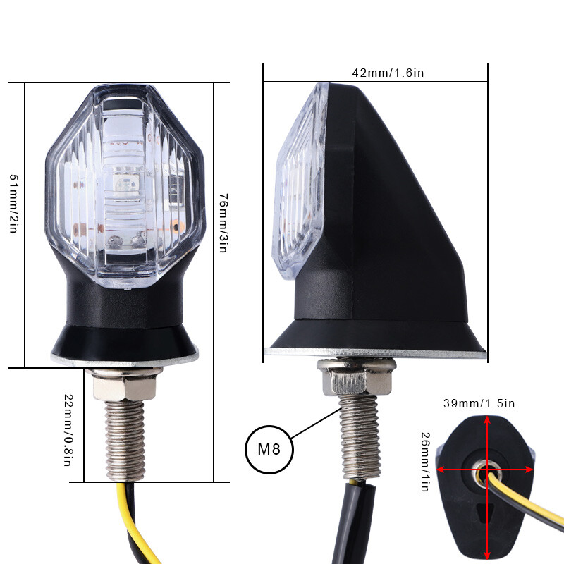4x Clear Motorcycle Mini LED Turn Signal Light Blinker Amber Indicator Universal