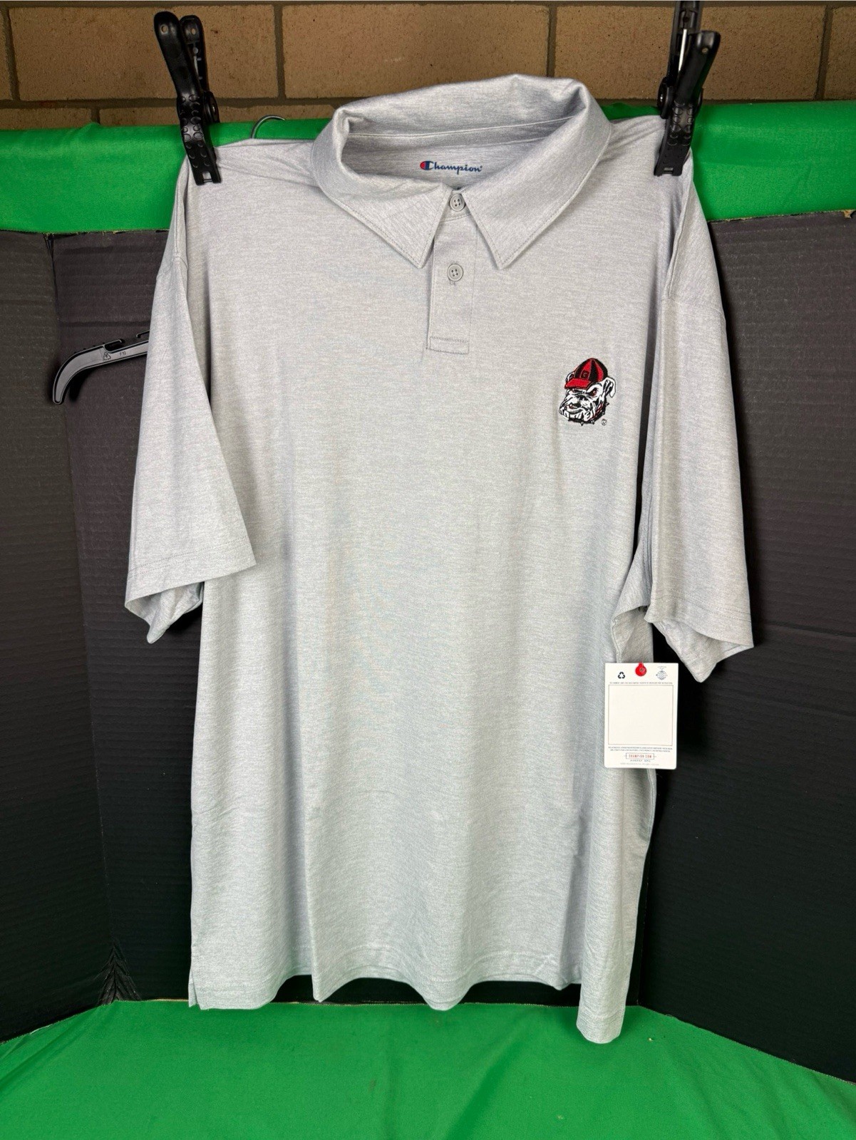 Champion NCAA Georgia Bulldogs Men's Polo Size L Light Grey