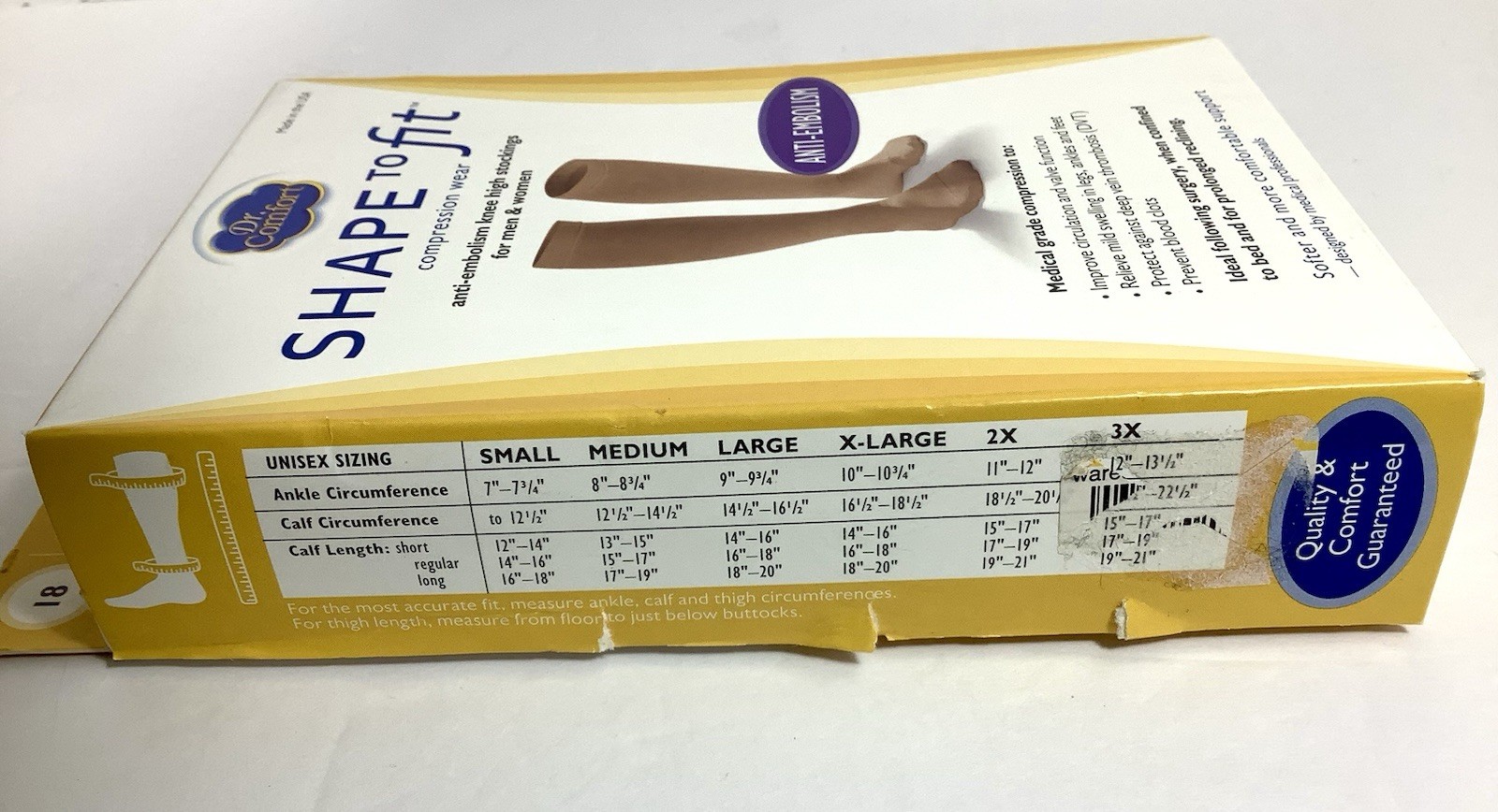 Shape to Fit 18 mmHg KNEE High Compression Stockings UNISEX - MED / SHORT BEIGE