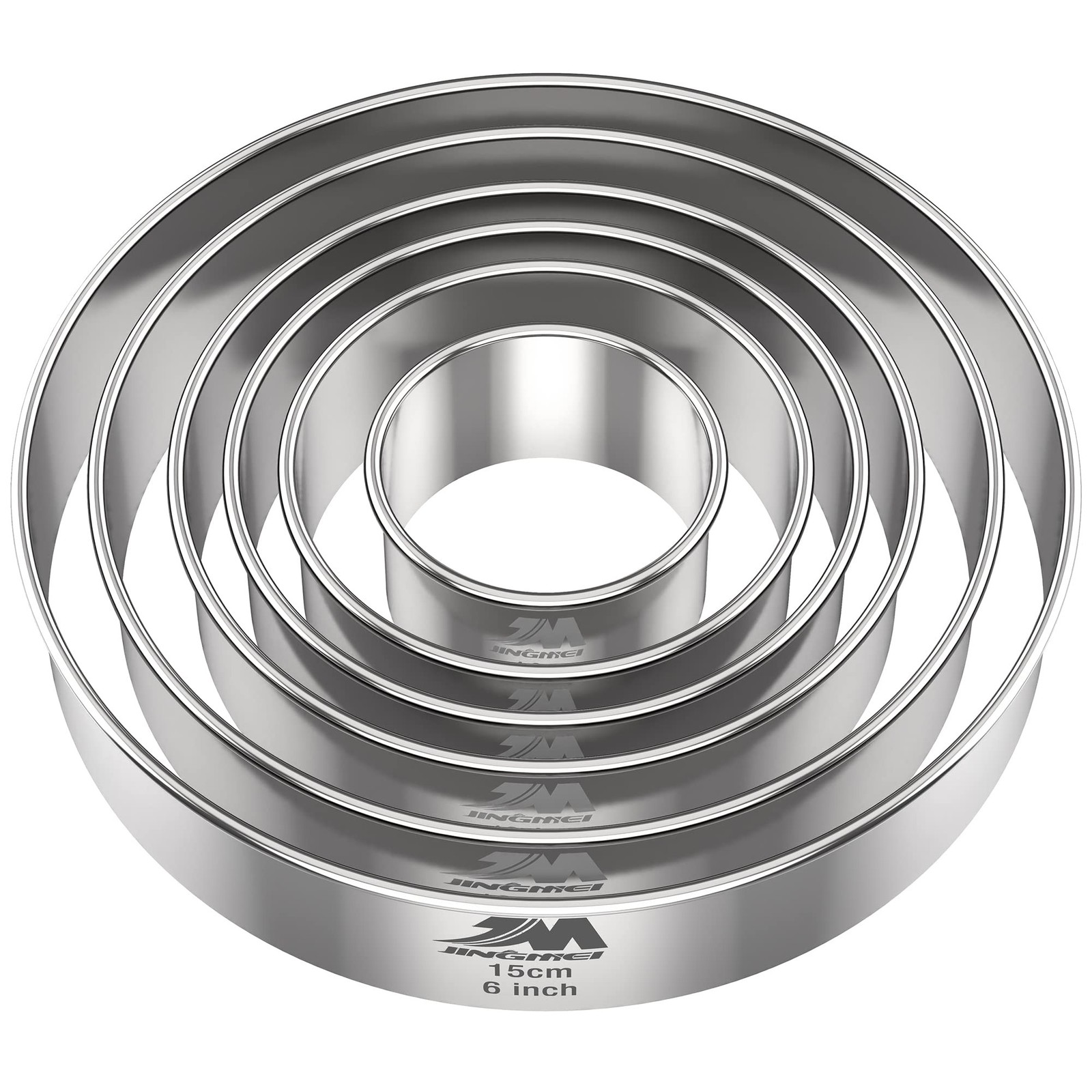 M JNGMEI 6 Pieces Stainless Steel Cookie Biscuit Cutter Set 2'', 3'',3.5'', 4...