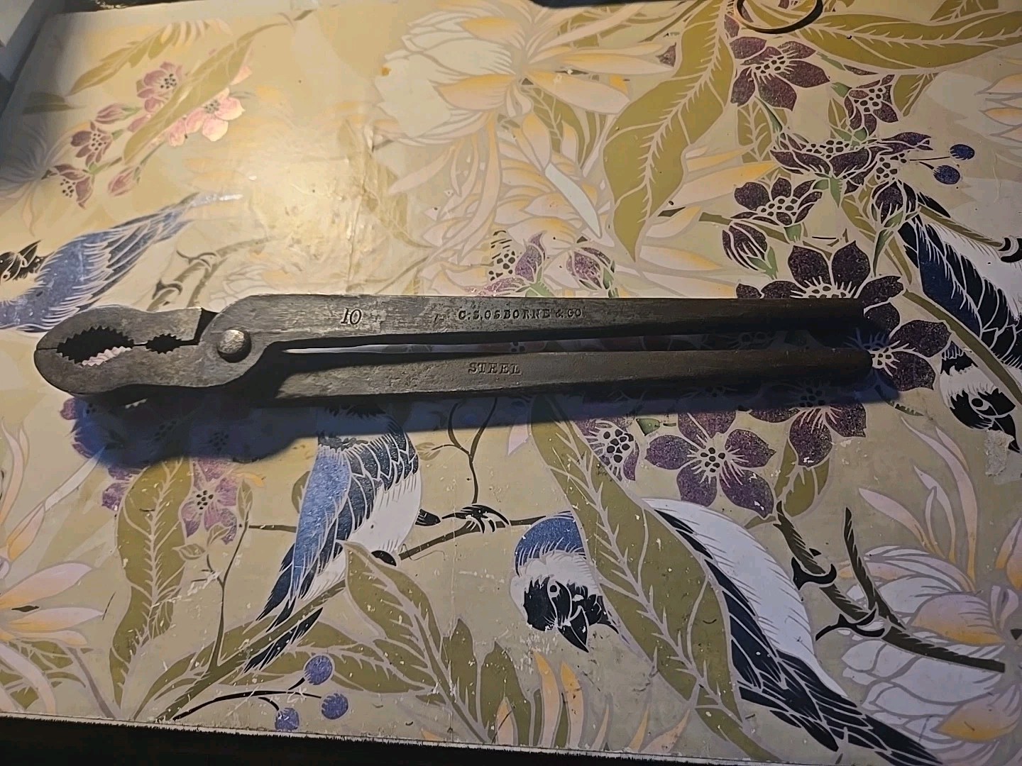 10" C.S. OSBORNE & CO. STEEL GAS BURNER STEAM PLIERS PLUMBING VINTAGE TOOL NICE!