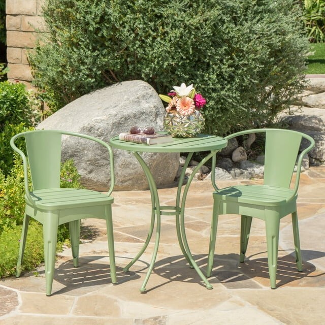Collins Outdoor 3 Piece Matte Green Iron Bistro Set