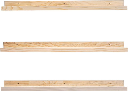 MBYD 36 Inch Floating Shelves Natural Wood, Wall Set of 3 36 in,