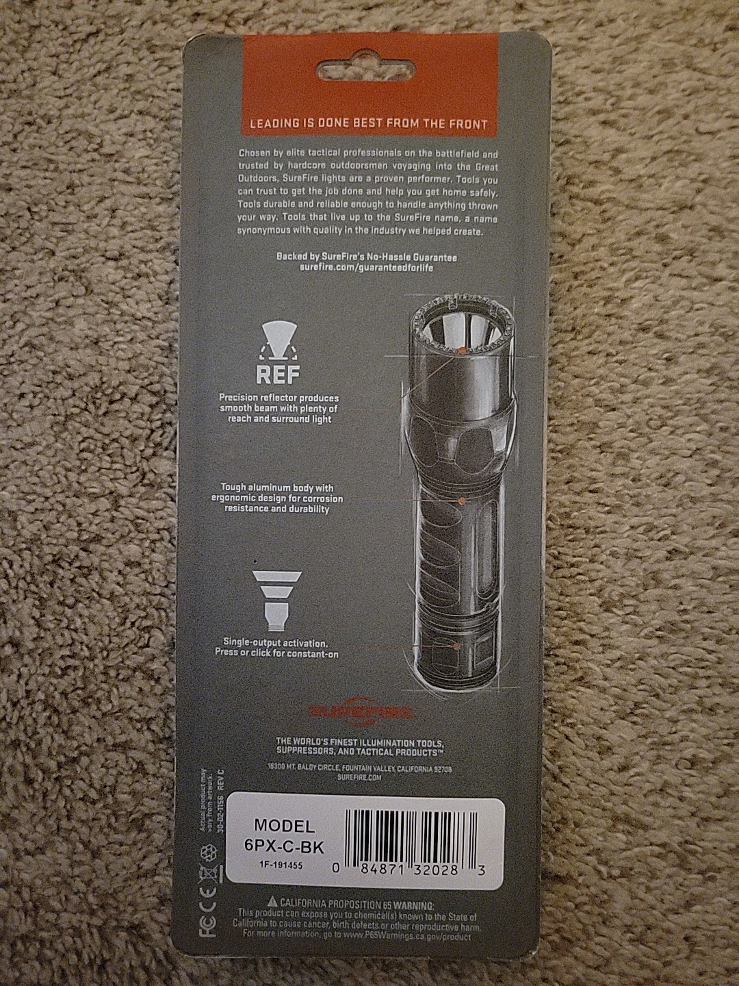 SureFire 6PX Tactical LED Flashlight New high output only REF Reflector 6PX-C-BK