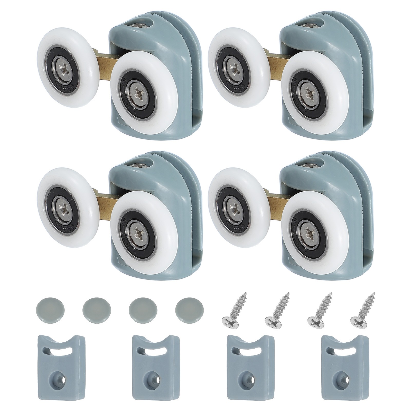 4Pcs 23mm Double Shower Door Rollers Plastic Top Wheels Pulleys Guide Grey]