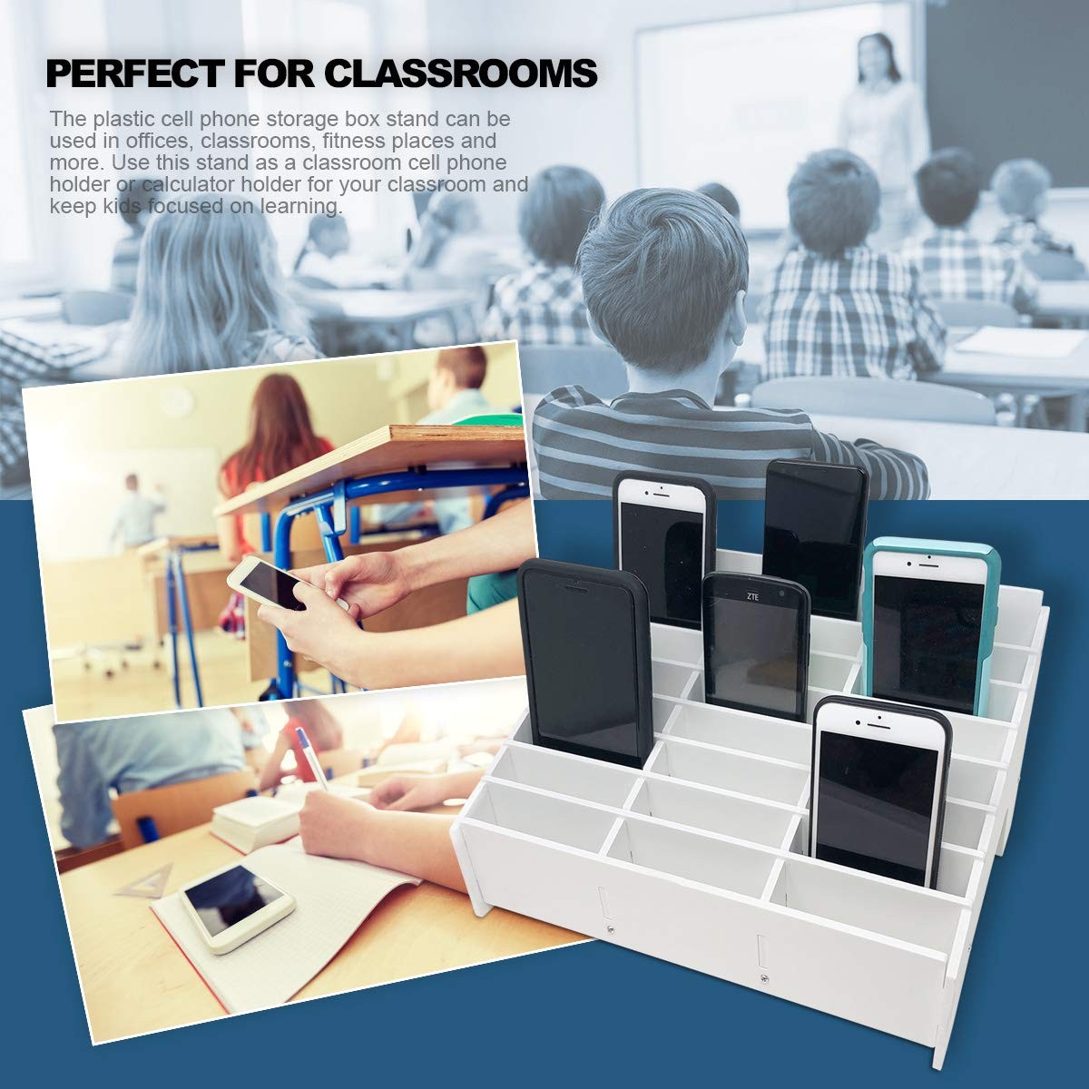 Classroom Cell Storage Cubby and Calculator Storage Caddy Box - 24 Slots Cell...