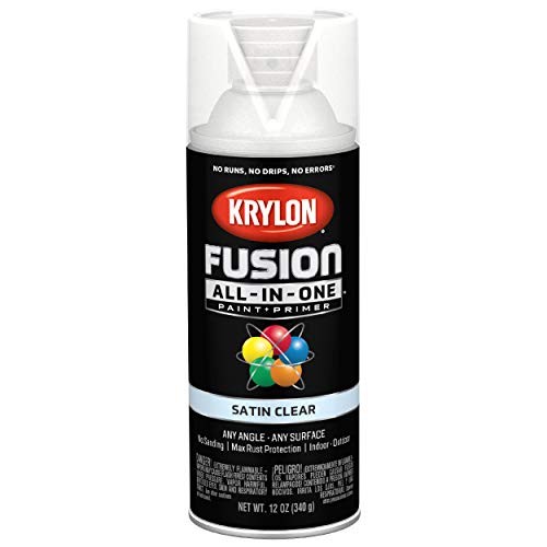 Krylon Fusion K02735007 All-In-1 Spray Paint for In/Outdoor, Satin Clear, 12 Oz.