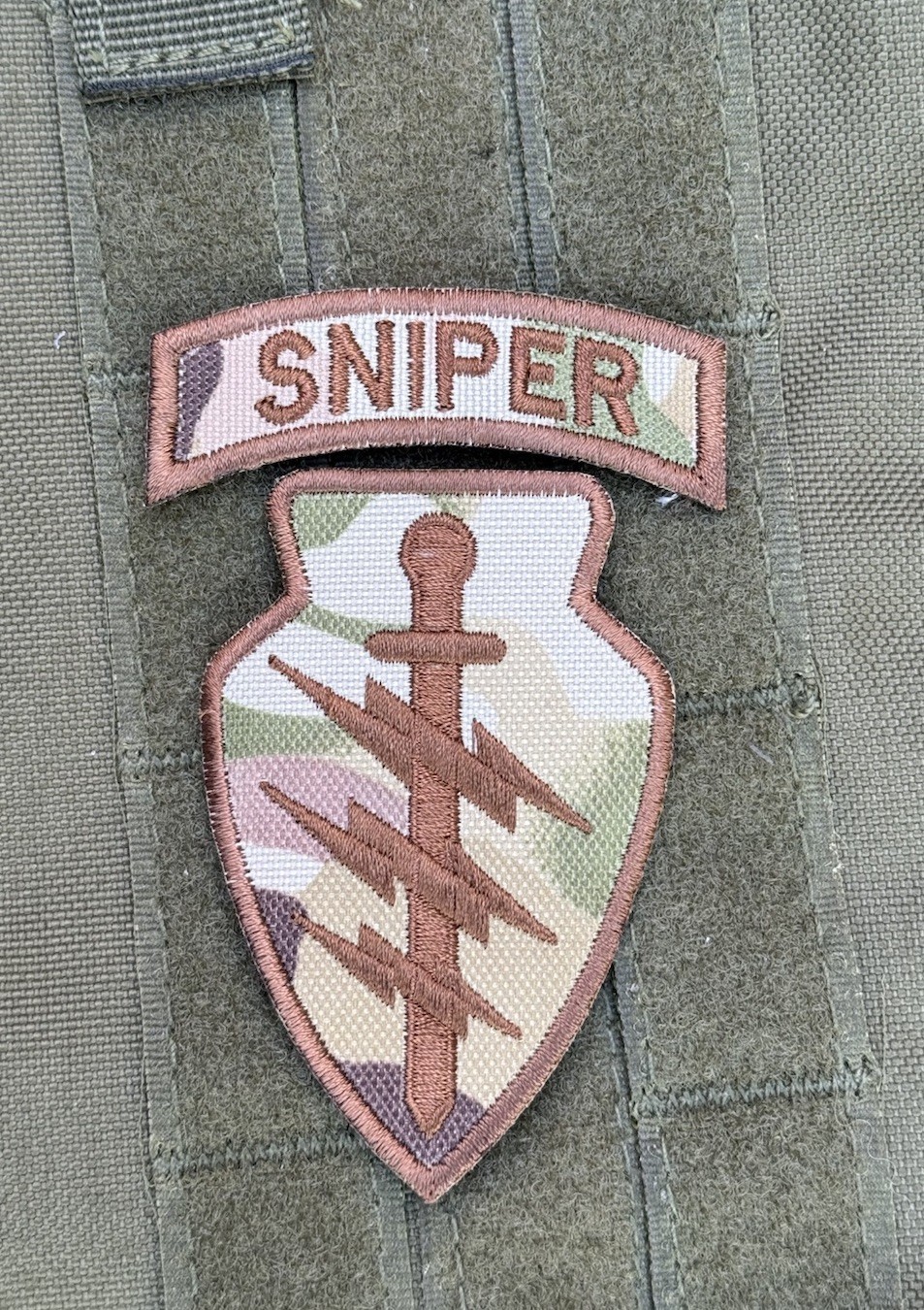 Special Forces Sniper Army Tactical Hook Loop Patch Multicam