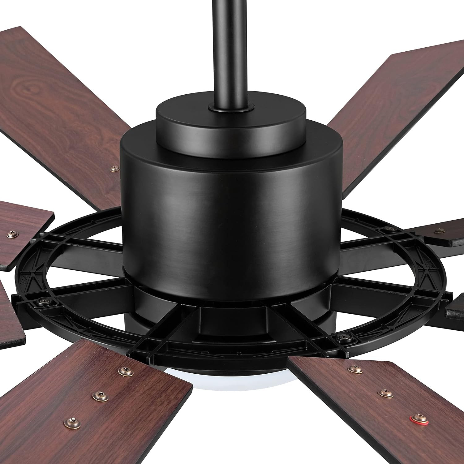 60" DC Ceiling Fan with Lights and Control, Matte Black Ceiling Fan with Walnut/