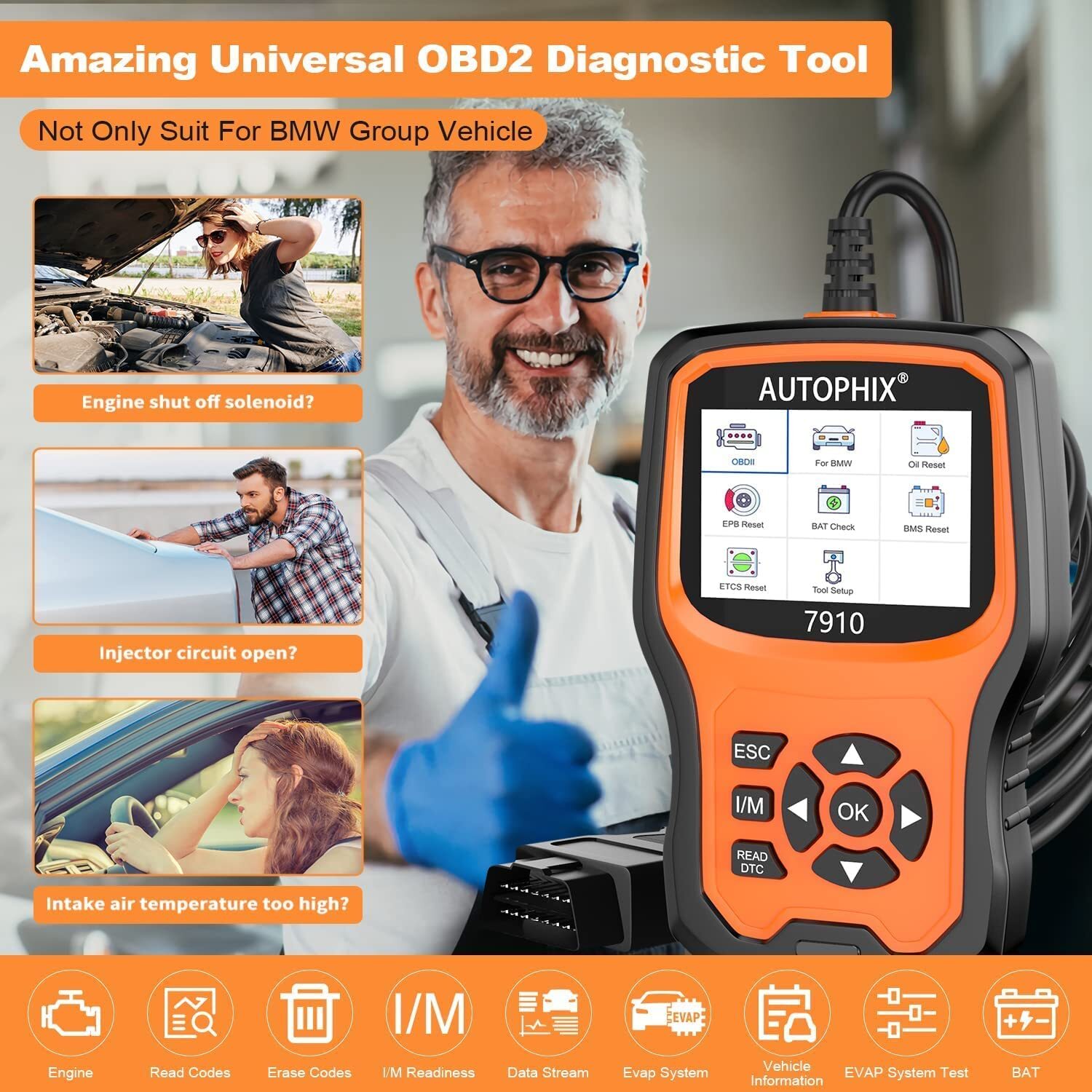 Autophix 7910 For BMW All System OBD2 Diagnostic Scanner Code Reader ABS SRS DPF