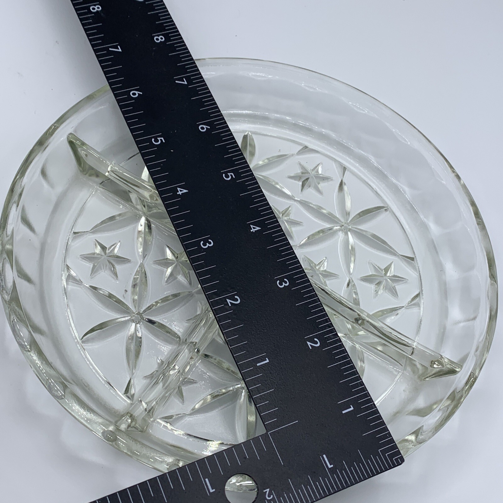 Vintage Three Part Divided Relish Dish, nut dish Star Pattern