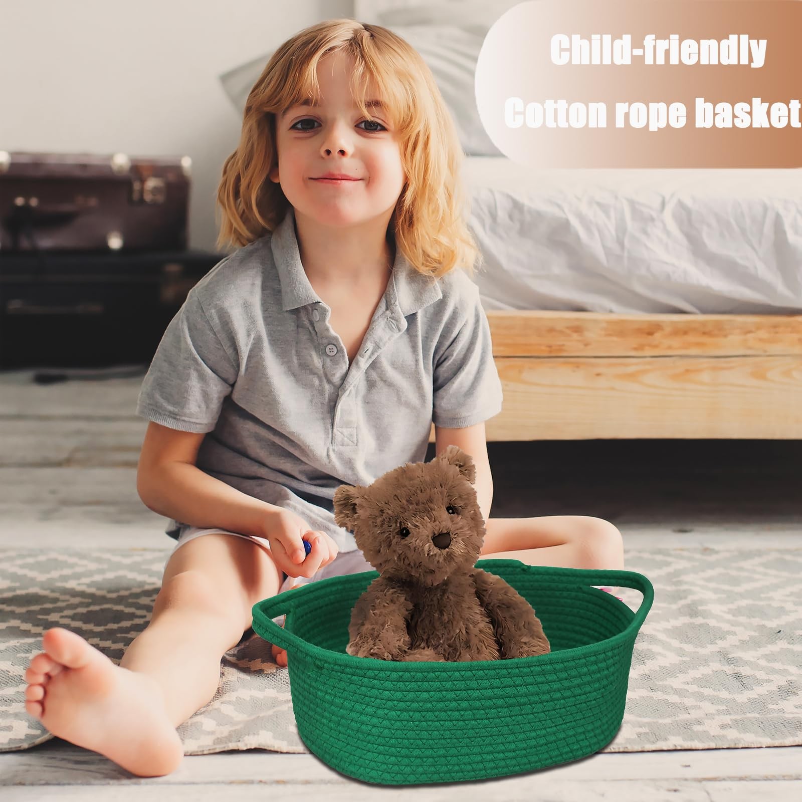 Poschnor Gift Basket with Gift Bags and Ribbons, Small Woven Rope Toy Storage...